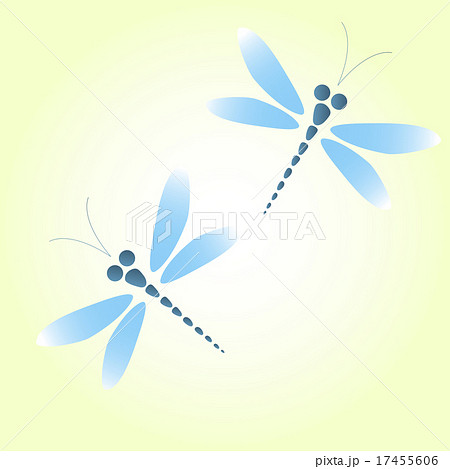 Two blue dragonflies on the soft yellow background Two blue dragonflies on the soft yellow background 17455606