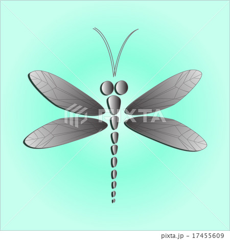 Gray vector dragonfly on the light blue background Gray vector dragonfly on the light blue background 17455609