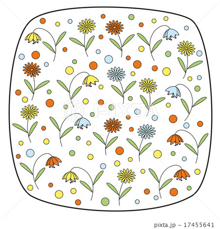 Square element with daisy flowers and bellflowers Square element with daisy flowers and bellflowers 17455641