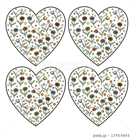 Set of vintage heart stamps with flowers inside Set of vintage heart stamps with flowers inside 17455643