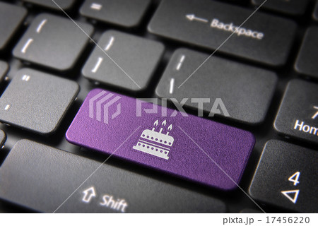 Pink Birthday cake keyboard key background 17456220