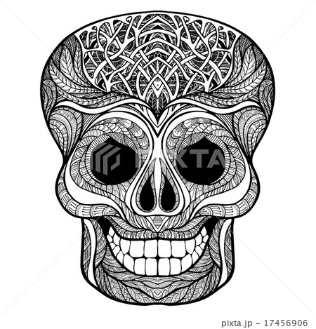 Decorative skull black doodle icon 17456906