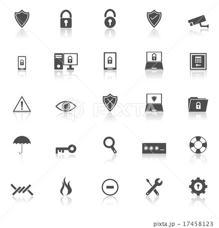 Security icons with reflect on white background 17458123