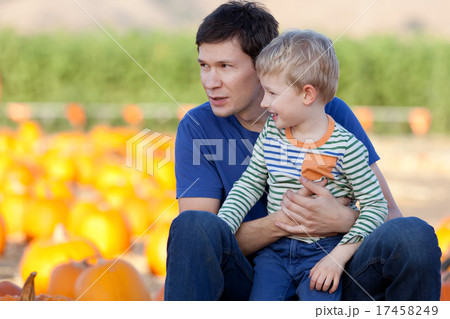 family at the pumpkin patch 17458249