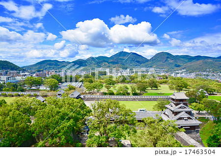 熊本城 天守閣からの眺めの写真素材