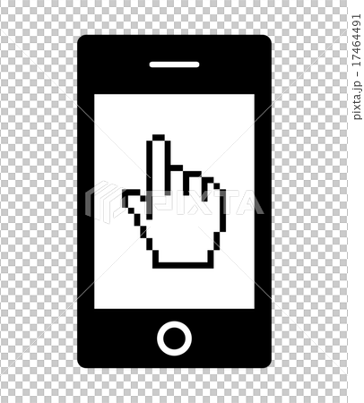 スマホに映る指型カーソルのイラスト素材