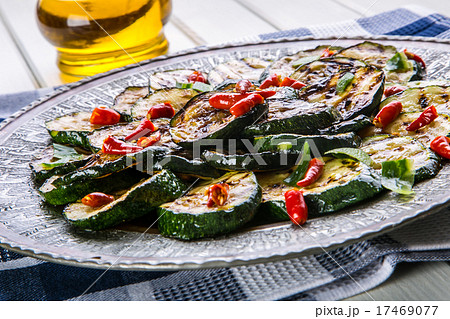 Zucchini. Grilled zucchini. Slices of grilled zucc Zucchini. Grilled zucchini. Slices of grilled zucc 17469077