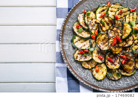 Zucchini. Grilled zucchini. Slices of grilled zucc Zucchini. Grilled zucchini. Slices of grilled zucc 17469082