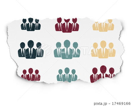 News concept: Business People icons on Torn Paper 17469166