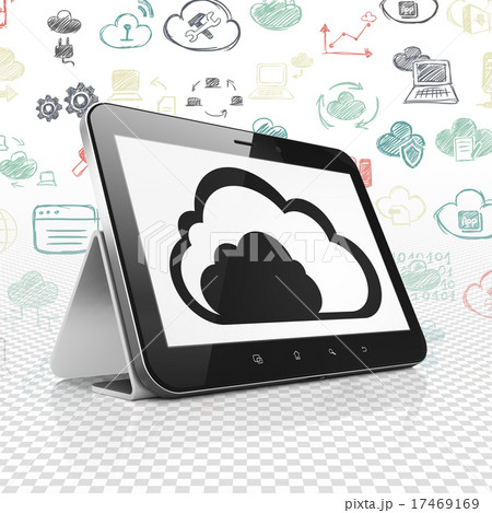 Cloud technology concept: Tablet with Cloud 17469169
