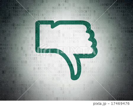 Social media concept: Thumb Down on Digital Paper Social media concept: Thumb Down on Digital Paper 17469476