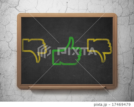 Social media concept: thumb icon on School Board Social media concept: thumb icon on School Board 17469479