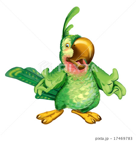 Cartoon green parrot invites on a visit. Cartoon green parrot invites on a visit. 17469783