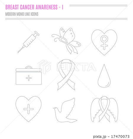 Collection of breast cancer awareness icons Collection of breast cancer awareness icons 17470073