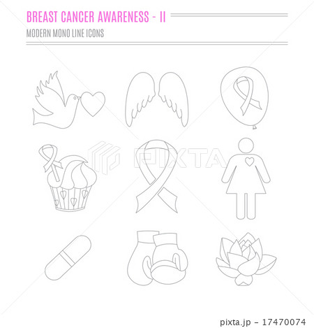 Collection of breast cancer awareness icons Collection of breast cancer awareness icons 17470074