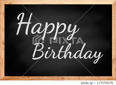 Happy Birthday text on chalkboard. 17470476
