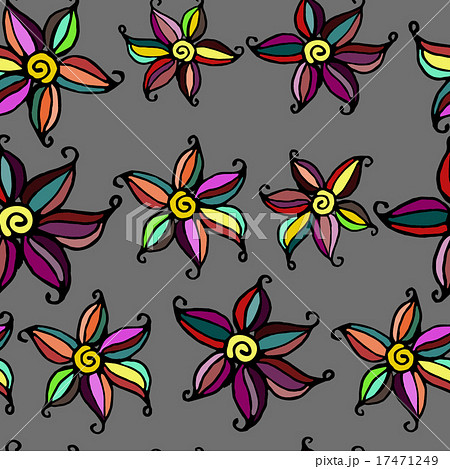 Seamless doodle flower background  17471249