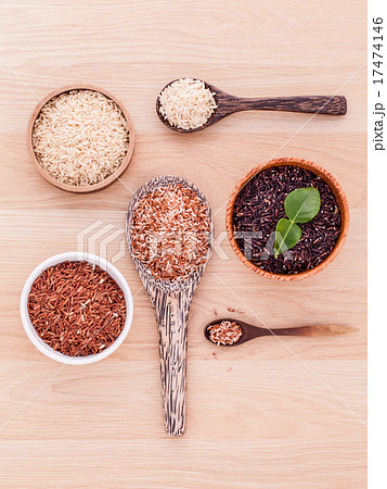 Collection of whole grain Thai jasmine rice. 17474146