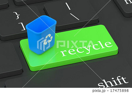 Recycle concept on keyboard button Recycle concept on keyboard button 17475898