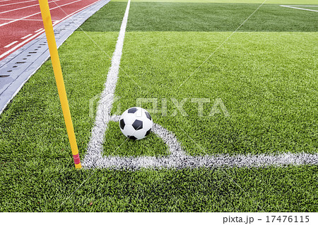 Soccer ball on soccer field 17476115