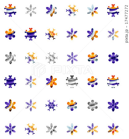 Set of abstract colorful snowflake logo icons 17477272