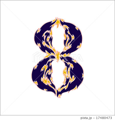fiery font blue number 8 on a white background 17480473