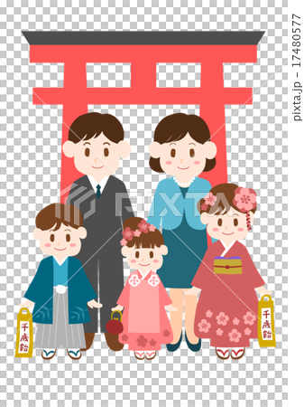 七五三参り イラスト 家族  17480577