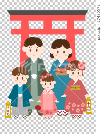 七五三参り イラスト 家族  17480578