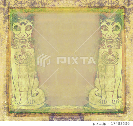 Stylized Egyptian cats - grunge frame 17482536