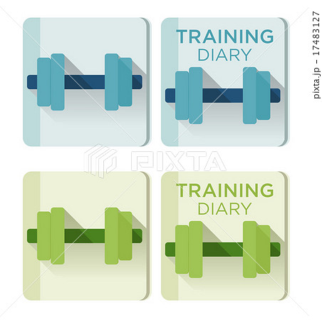 Vector dumbbells and Training diary text 17483127
