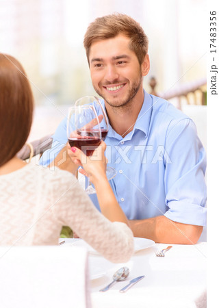 Loving couple drinking wine  17483356