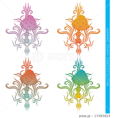 Mushroom Abstract Two Multicolored Mushroom Abstract Two Multicolored 17483824