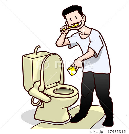 日本のトイレは綺麗ですが こんな使い方はいかがなものか のイラスト素材