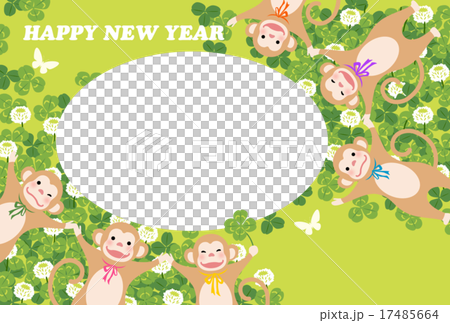 Monkey, clover and photo frame with bowhow 17485664