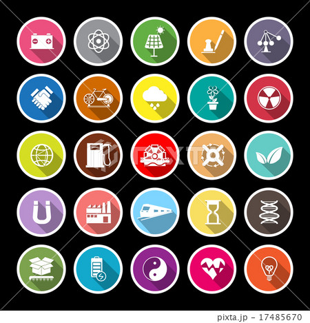 Renewable energy flat icons with long shadow 17485670