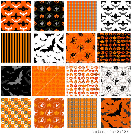 Set of seamless halloween patterns  17487588