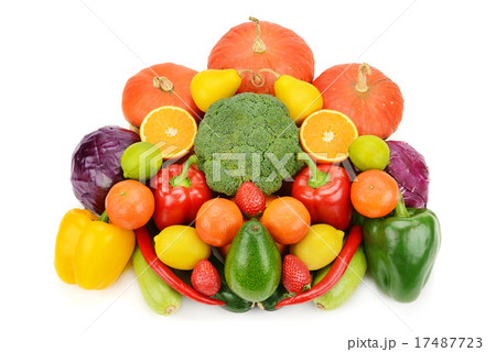 fruits and vegetables isolated on white background 17487723
