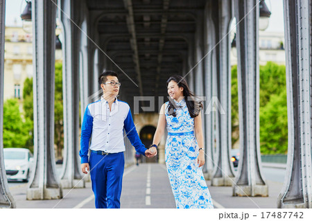 Young romantic Asian couple in Paris, France 17487742
