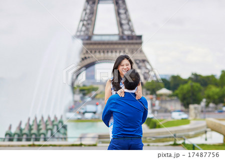 Young romantic Asian couple in Paris, France 17487756
