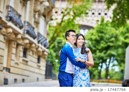 Young romantic Asian couple in Paris, France 17487766