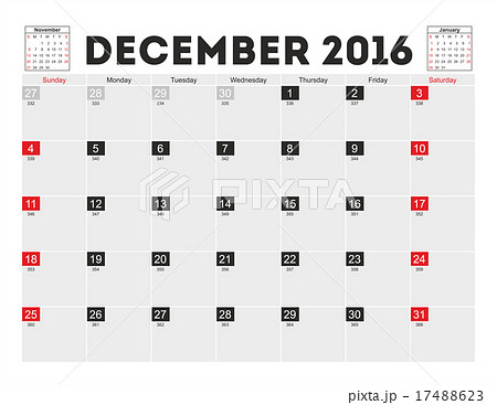 Vector planning calendar December 2016 Vector planning calendar December 2016 17488623