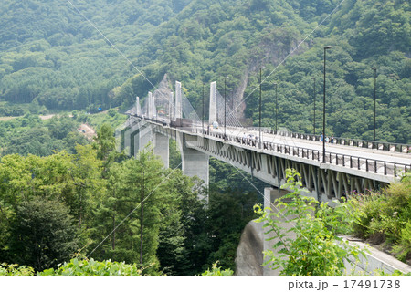 八ッ場ダムの不動大橋の写真素材