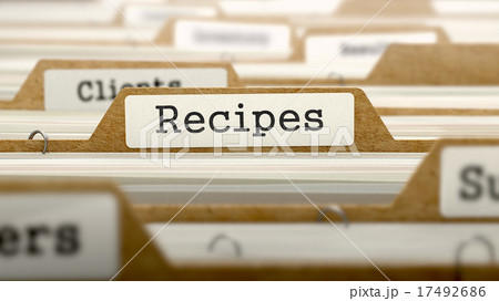 Recipes Concept with Word on Folder. Recipes Concept with Word on Folder. 17492686