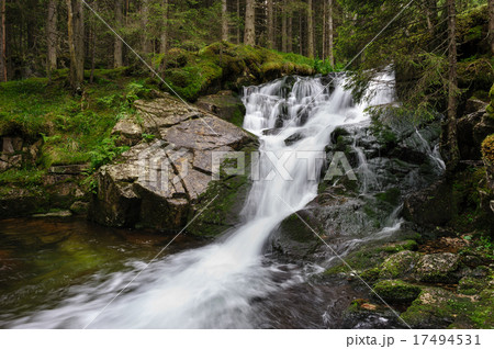 waterfall in deep forest at mountains waterfall in deep forest at mountains 17494531