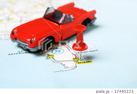 Miami USA map red car Miami USA map red car 17495223
