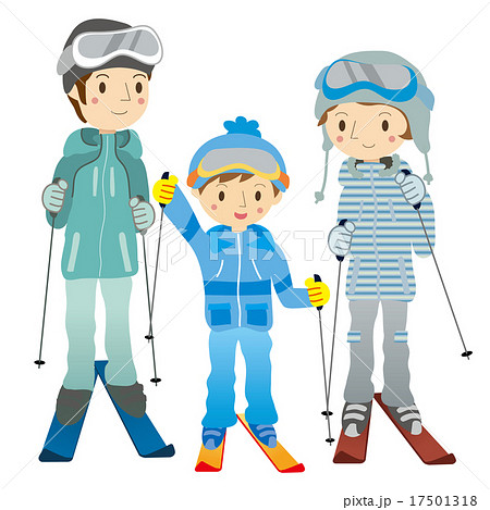 スキーをする親子のイラスト素材