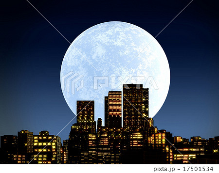 月夜の町のイラスト素材