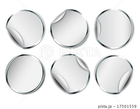 Set of white round promotional stickers 17501559