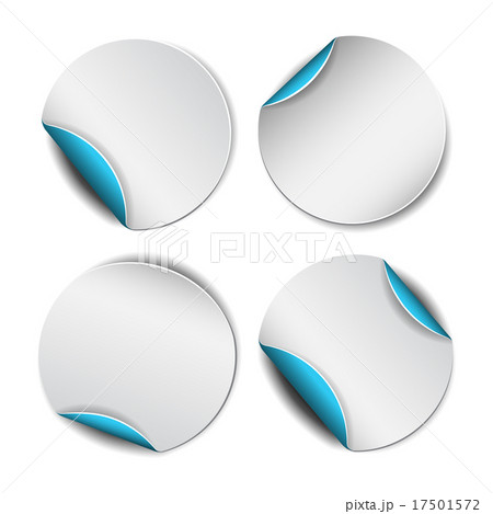 Set of white round stickers with blue backside. 17501572