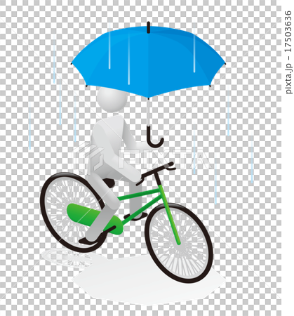 自転車の傘さし運転イラスト 17503636